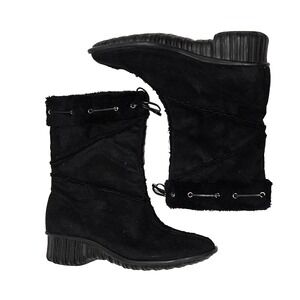 Vaneli Suede Ankle‎ Boots Women's 6M Faux Fur Lined And Trim Heeled EUC